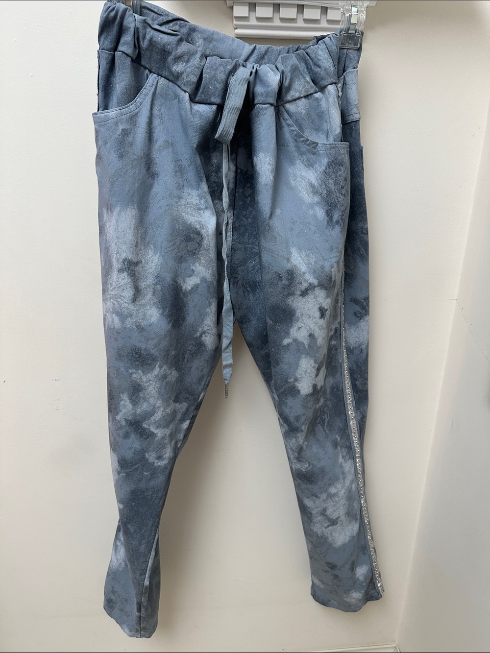 Women's Slate Tie-Dye Straight Leg Pants with Drawstring